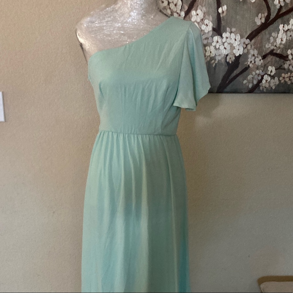 Mint One Shoulder Long Formal Dress